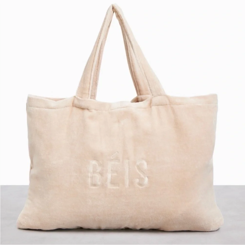 NWT Beis The Terry Towel Tote Bag Shoulder Bag in Beige